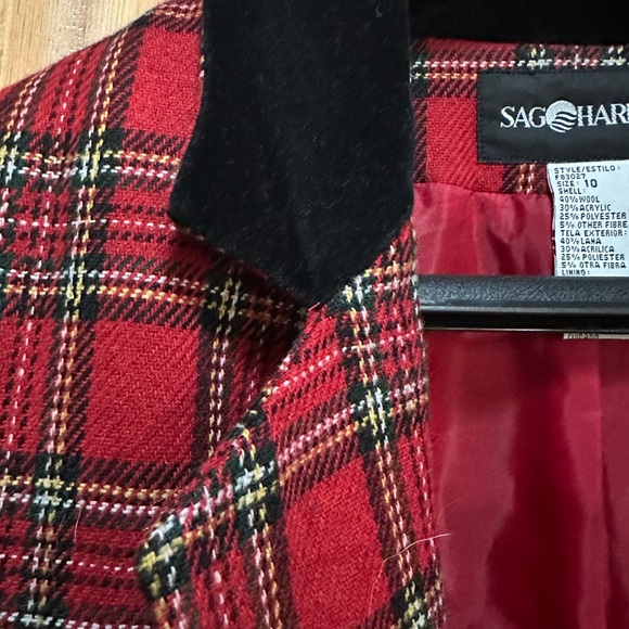 Vintage Sag Harbor plaid wool blend blazer women’s 10 - Picture 2 of 6